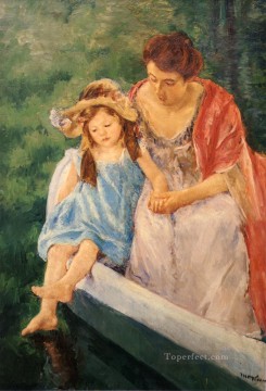 Madre e hijo en un barco impresionismo madres hijos Mary Cassatt Pinturas al óleo